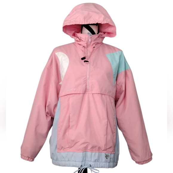 Vintage Obermeyer Splash Outdoors Snow Ski Quarter Zip Hooded Jacket Sz 10 - Picture 1 of 14